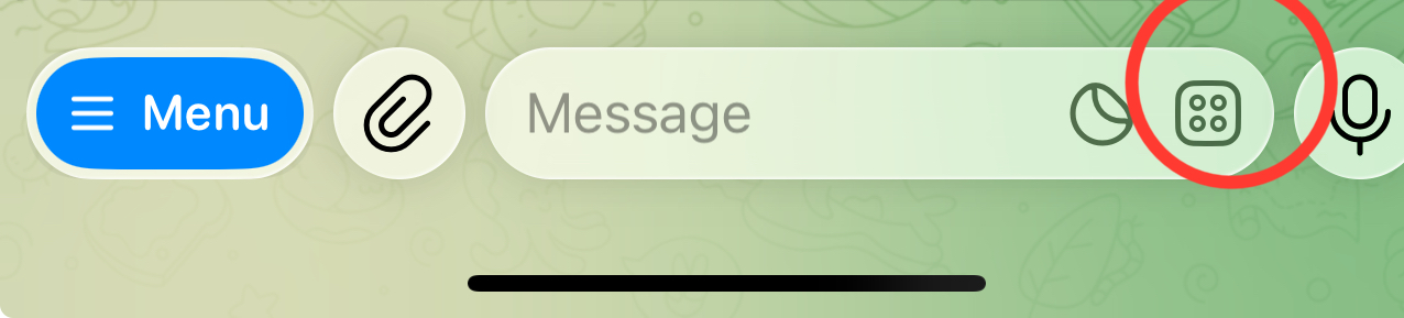 Telegram bot command keyboard button highlighted